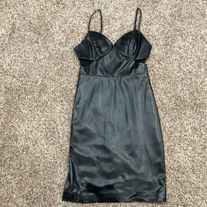 Bebe Black Faux Leather Party Dress Size 8